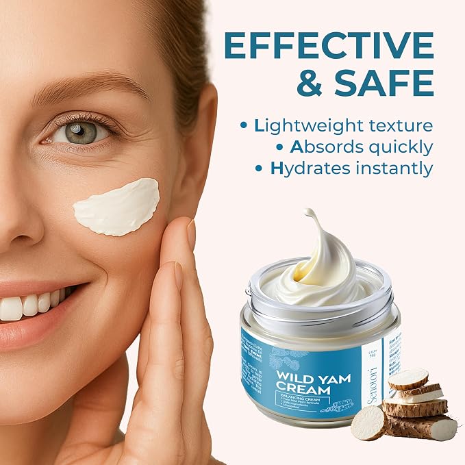 Unscented Wild Yam Cream: Hormone Balance, Menopause for Women 2Oz | Evening Primrose Oil, Soothes Hot Flashes, PMS Nighttime Comfort, Botanical Balm,Wellness Cream, Non-Greasy, Gift for Mom