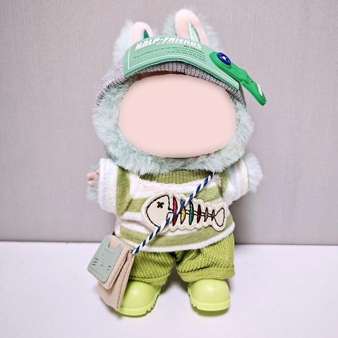 Green Doll Clothes 5 Set for 17cm Dolls-Exquisite Accessories for Doll, Cute Clothes for Dolls Dress up Unique Style,Sweater+Hat+Pants+Shoes+Bag Clothes Set