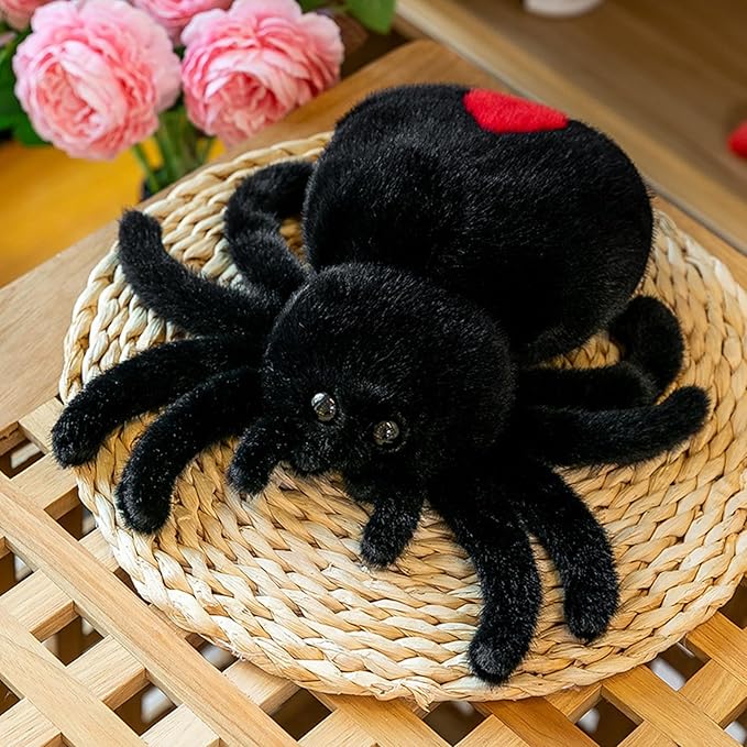 Plush Spider Stuffed Animal Toy, Soft 10 inch Kawaii Halloween Plush Spider Stuffed Toys Decorations Cuddle Gift for Kids and Adults (Black)