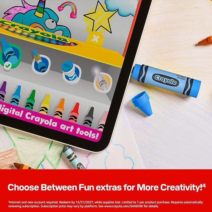 SANDISK 128GB Crayola USB-C Flash Drive, Cerulean Blue - Up to 300MB/s Read speeds, USB 3.2 Gen 1, USB Type-C - Crayon-Shaped Drive - SDCZIC-128G-G46B