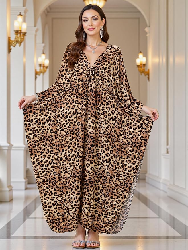 Mumu Dresses for Women Plus Size, Bohemian Kaftan Beach Cover Up Long Maxi Nightgown Soft Loungewear
