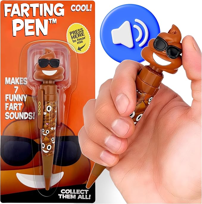 Farting Poop Pen with Multiple Funny Sounds - Perfect Halloween Games & Novelty Gift for Teens, Kids & Boys - Pen & Prank Toy for Halloween Parties, Games & Family Fun All Day (Sunglasses)