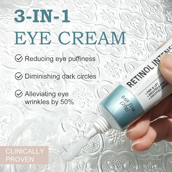 Temporary Tightener Eye Cream-Instantly Reduces Under- Bags, Dark Circles & Wrinkles, Anti-Aging with Retinol & Hyaluronic Acid, Under Eye Creams Suit Women Men Firm Smooth firming Non-Greasy-ABCNBA