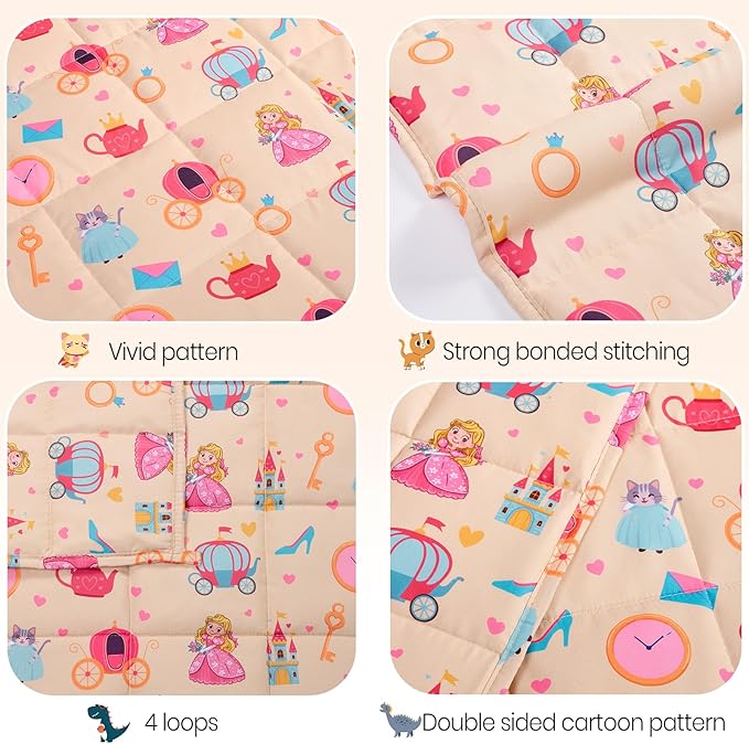 Weighted Blanket - 10 lbs Beige Princess Heavy Blanket - Small Size Breathable Lap Blanket(41"x60", 10 lbs)