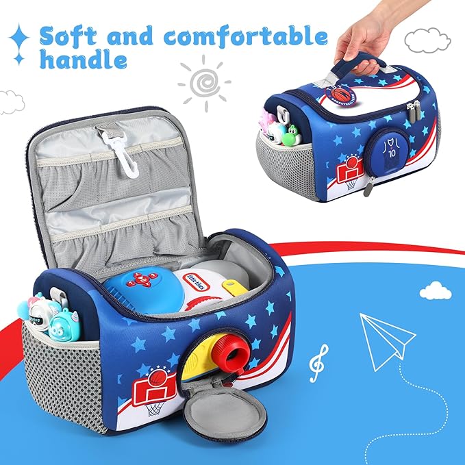 Carrying Case Compatible with Little Tikes for Story Dream Machine Books Starter Set, Portable Storage Bag with Handle and Shoulder Strap for Storytime, Storybook, Character Accessories (Basketball)