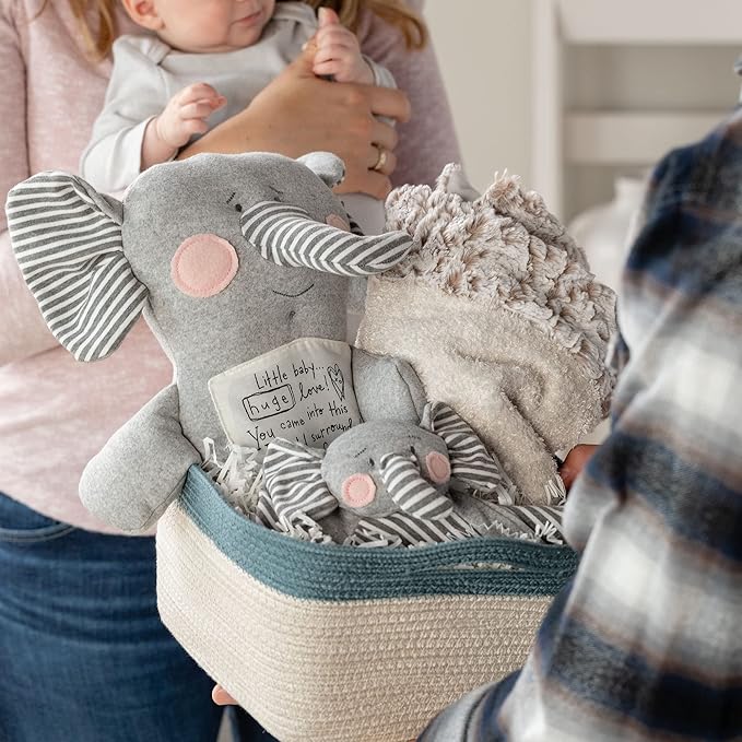 DEMDACO Tons of Love Elephant Grey Stripe 20 inch Polyester Plush Fabric Figure Toy