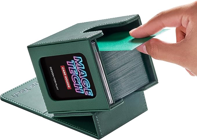 Commander Deck Box Lite - Card Display with Mini Snap Card Holder & Removable Cover, Fits 100+ Single-Sleeved Cards, Ideal for MTG, PTCG, OPCG, SWU & More (Green)