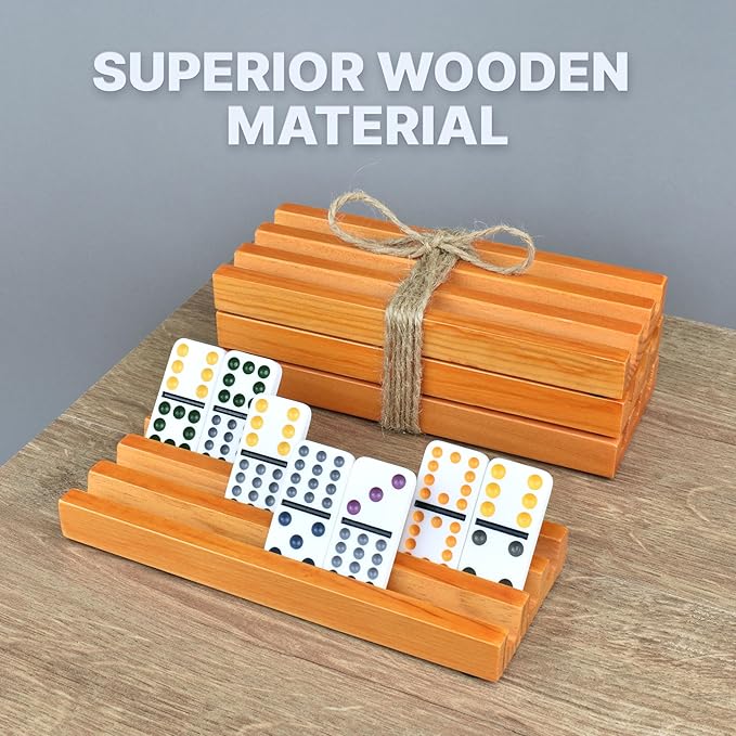 Queensell Domino Holders for Mexican Train - Domino Trays Set of 4 - Mexican Train Accessories - Domino Racks from Mexican Train Game