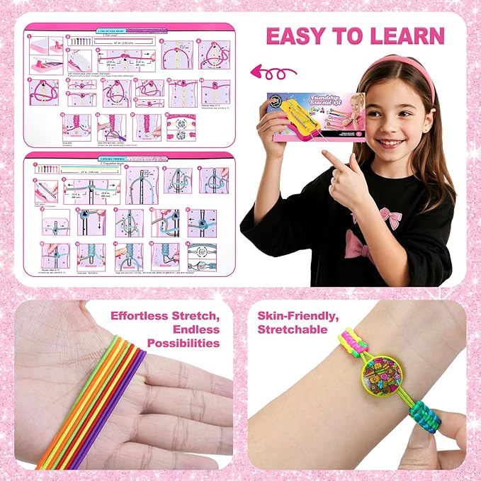 Gaitel Friendship Bracelet Kit for Girls - Arts and Crafts Toy and Birthday Gift for 6 7 8 9 10 11 12 Year Old Kids, DIY Craft Set for Creative Activities and Handmade Fun