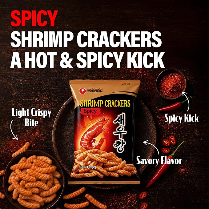 Nongshim Shrimp Chips 3-Flavor, Crispy Korean Snack Variety, 5 Count