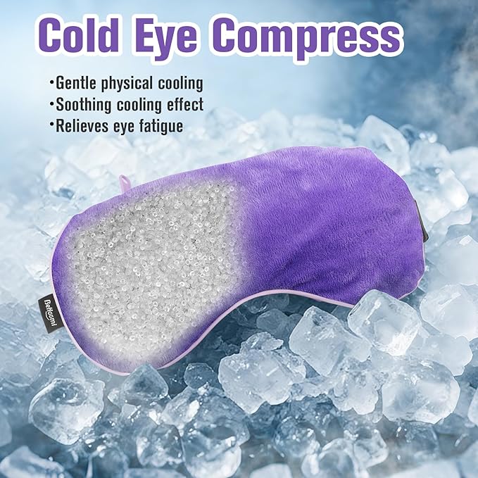 BeHoomi Heated Eye Mask, Weighted Sleep Mask Warm Compress for Eyes, Cooling Eye Mask for Sleeping, Reusable Eye Masks for Home, Office, Hot and Cold for Eye Relaxation, Mothers Day Gifts (Purple)