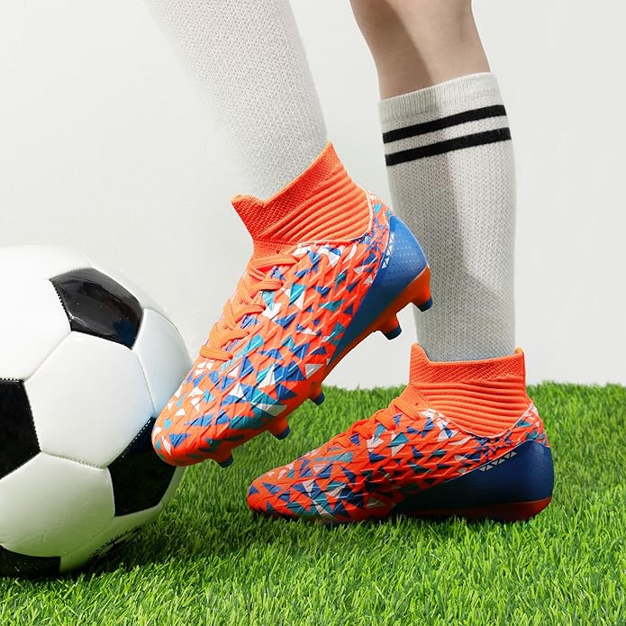 DREAM PAIRS Boys Football Cleats Youth High Top Firm Ground Soccer Shoes for Little/Big Kids
