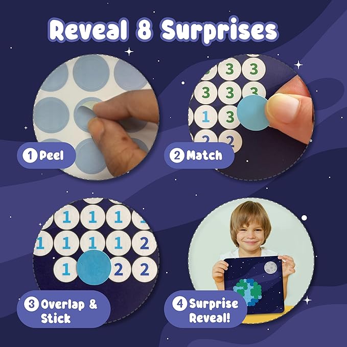 BINCA Dotties Dot Art Activity Kit - Space, 1500+ Stickers, Mess-Free Activities, DIY Dot Sticker Art for Toddlers, Kids Travel Activities, Craft Kits & Gifts for Boys & Girls Ages 4,5,6,7