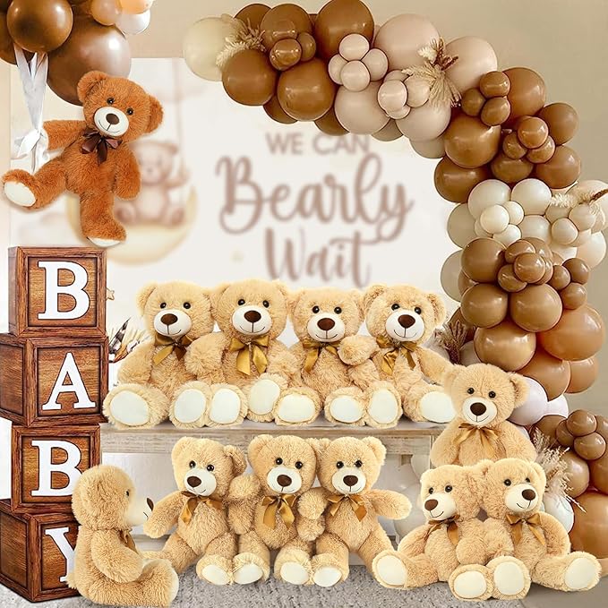 MorisMos Teddy Bears Bulk 24 Packs, Teddy Bear Stuffed Animal Bulk 14 in, Small Teddy Bears for Baby Shower, Kids, Girls, Boys, Light Brown