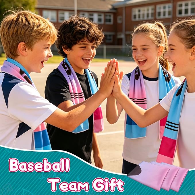 12PCS 40"X12" Crayon Cooling Towels, Fast Drying Sports Towel Soft and Breathable Neck Cooling Towel Baseball Swag, Suitable for Party Gifts Baseball Team Coach Gift Outdoor Camping Gym