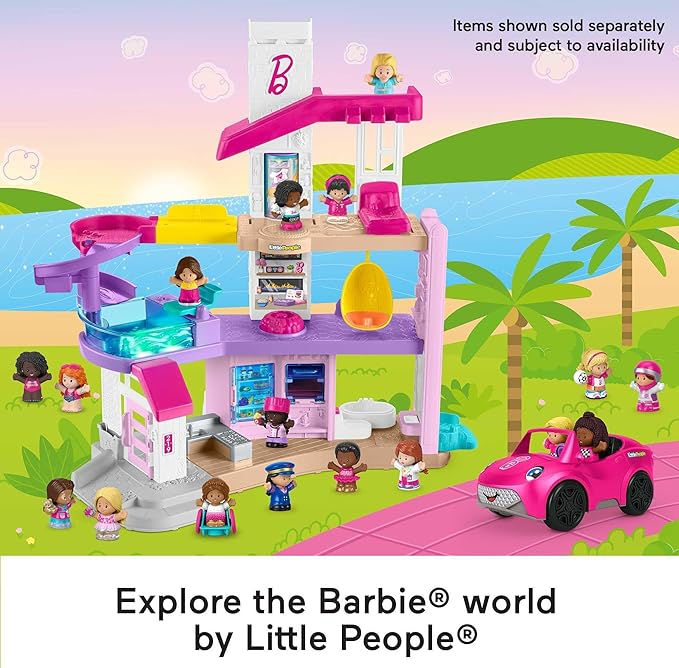 Fisher-Price Little People Toddler Toys Barbie Swimming Figure Set with 2 Characters for Preschool Pretend Play Kids Ages 18+ Months