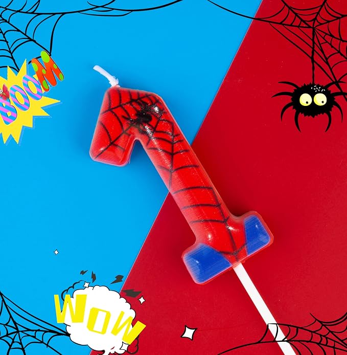 PHD CAKE 2.76 Inch Number 1 Spider Birthday Candles, Spider Cartoon Themed Number Candles, Cake Number Candles, Party Celebration