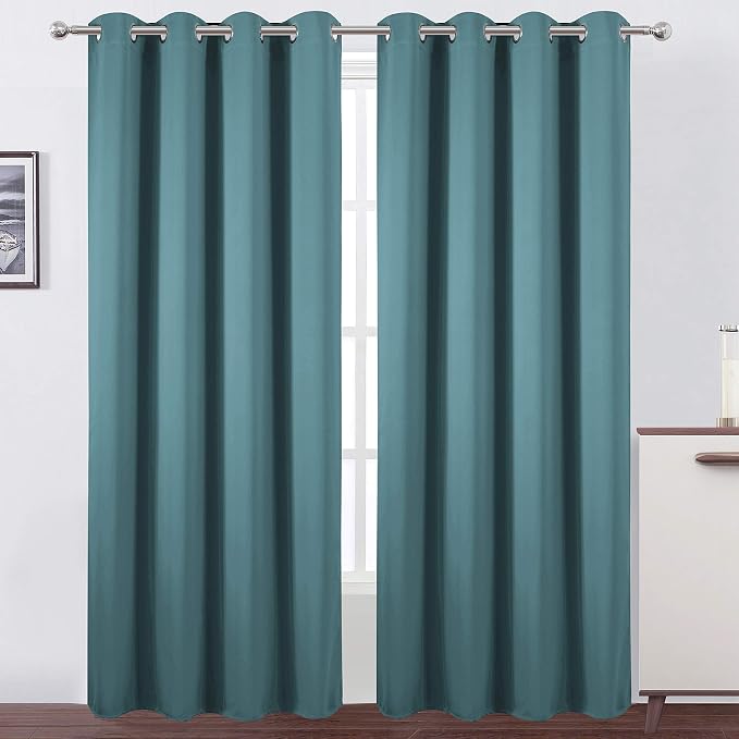 LEMOMO Sea Teal Thermal Blackout Curtains/52 x 95 Inch/Set of 2 Panels Room Darkening Curtains
