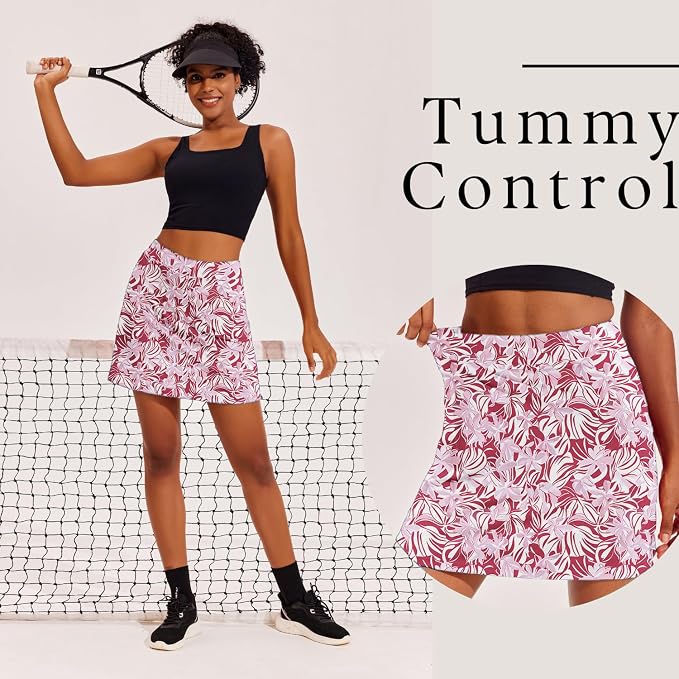 Ekouaer 16" Skorts for Women with Pockets Golf Pickleball Tennis Skirt | Silicone Grippers,2 Inner Pockets,Wide Waist,Side Slit Hem,Breathable,Soft,Lightweight