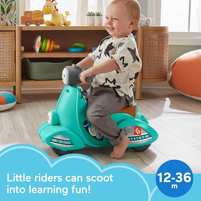 Fisher-Price Laugh & Learn Toddler Ride-On Toy, Smart Stages Cruise Along Scooter with Lights Music and Learning for Ages 1 Year and Up (Amazon Exclusive)