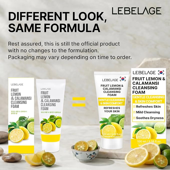 LEBELAGE Korean Lemon Facial Cleanser 3.38 oz | Cleansing Foam Face Wash | Low pH Gentle Hydrating Daily Facial Cleanser Sensitive Skin | Deep Cleansing Foaming Cleanser, Pore Care-All Skin Types