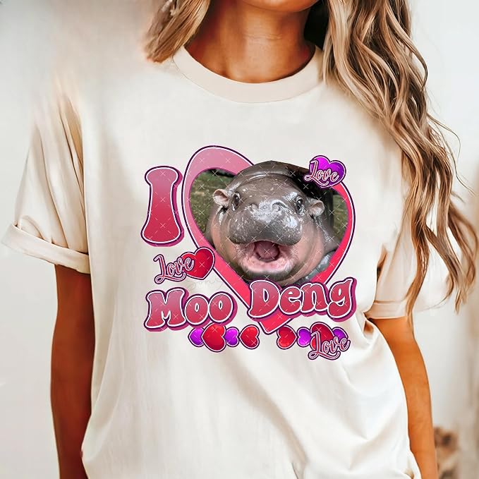 YOUNG GREEN Moo Deng Sweatshirt Moo Deng Bouncy Pig T-Shirt The Cute Baby Hippo Sweatshirt Gift For Moo Deng Lovers