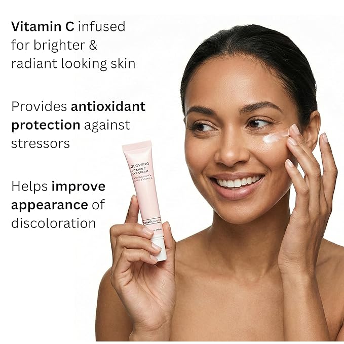 Global Beauty Care Glowing Vitamin C Eye Cream – Radiant Under Eye Treatment to Support Smooth Looking Skin with Niacinamide, AHA & Vitamin E, Antioxidant Care for Dark Circles, 0.5 fl oz (Pack of 2)