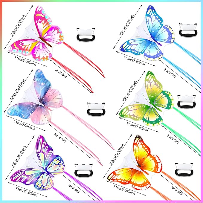 Leitee 6 Pack Large Kite for Kids and Adults Butterfly Kite for Kids Age 4-8-12 Dragonfly Owl Parrot Eagle Goldfish Teens Toy Easy to Fly for Game Beach Outdoor Activities Gifts(Stylish Style)