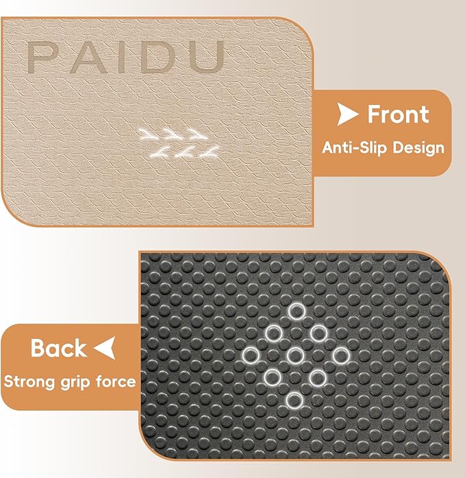 PAIDU Foldable Yoga Mat for Travel, 70"x24"x0.31" (8MM) TPE Double-Sided Non-Slip Pilates Mat with Carrying Bag for Yoga, Pilates, Fitness and Home/Outdoor Workouts