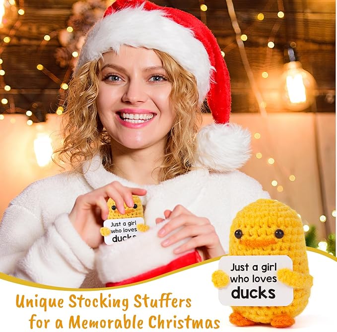 MBL Positive Duck for Girl Gifts - Funny Emotional Uplifting Support Inspirational Knitted Ducks Animal Stuff for Women Duck Lovers Birthday Christmas Stocking Stuffers Xmas Holiday Potato Pickle