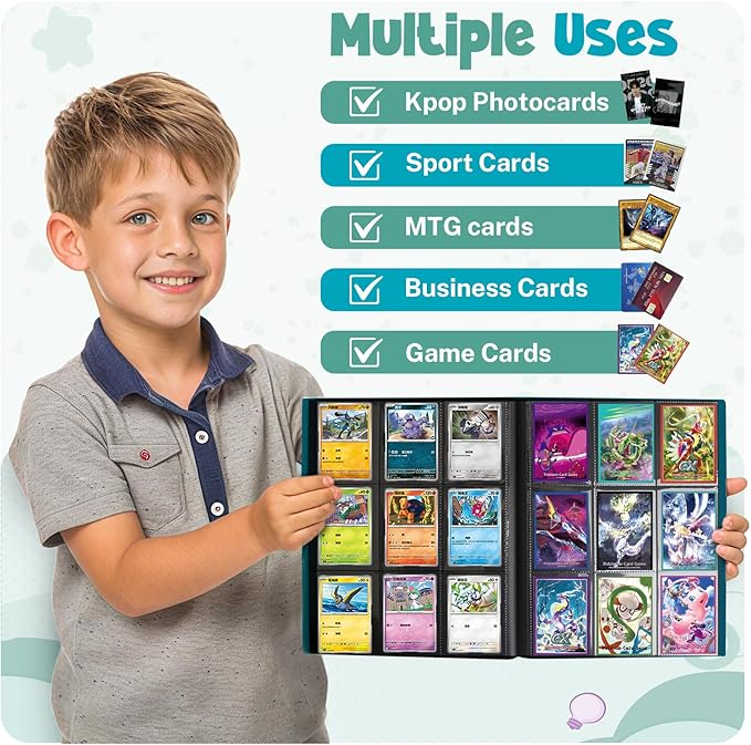 Card Binder, 9 Pocket Trading Card Album Folder,20 Pages, 360 Card Capacity Sports Card Binder, Premium Card Binders Compatible with MTG, TCG, Baseball Cards (Malachite green)