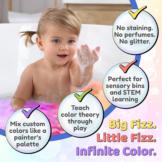 Color MyBath – Bath Color Tablets for Kids, 300 Count Jar – Color Changing, Non-Toxic, Non-Staining, Fragrance-Free – Mix Your Own Rainbow, Fun & Educational – Made in USA (1-Pack)