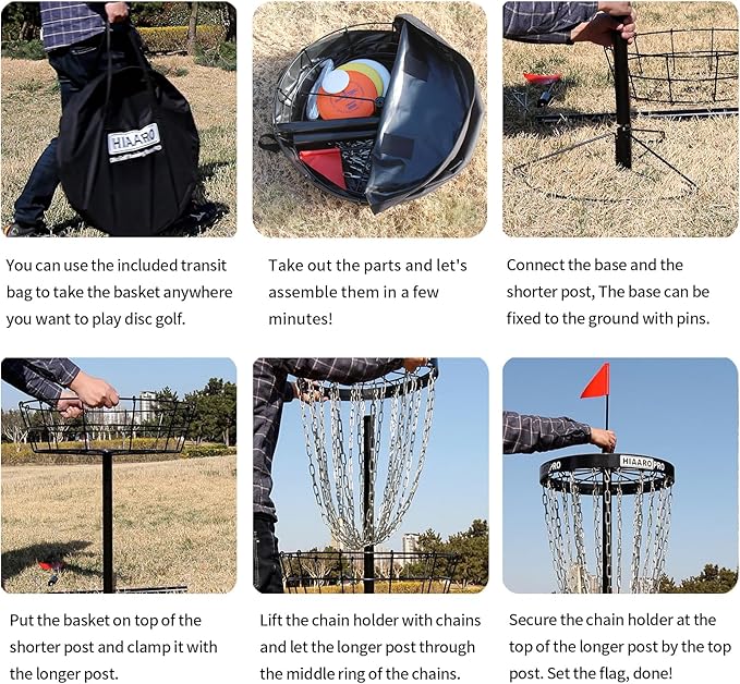 PDGA Approved HIAARO PRO Disc Golf Basket, Portable Disc Golf Target with Heavy Duty 24 Chains, Professional Disc Golf Basket