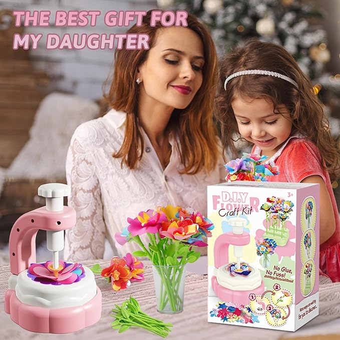 DIY Craft Kits Toys for Kids,Fabric Flower Bouquets Toys,Arts & Crafts for 4 5 6 7 9 Year Toddler Girl, Birthday Gift for 4-9 Year Old Girl, Educational Activity Preschool B-Day Gifts