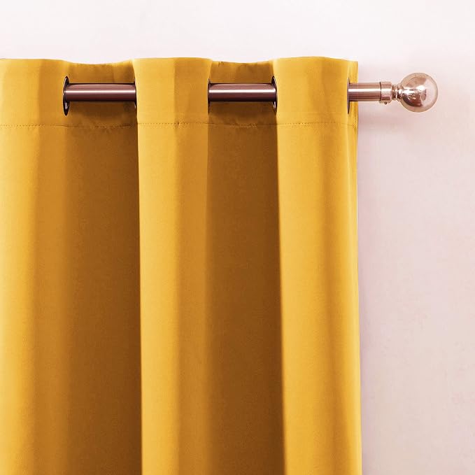 LEMOMO Yellow Thermal Blackout Curtains/42 x 72 Inch/Set of 2 Panels Room Darkening Curtains for Bedroom