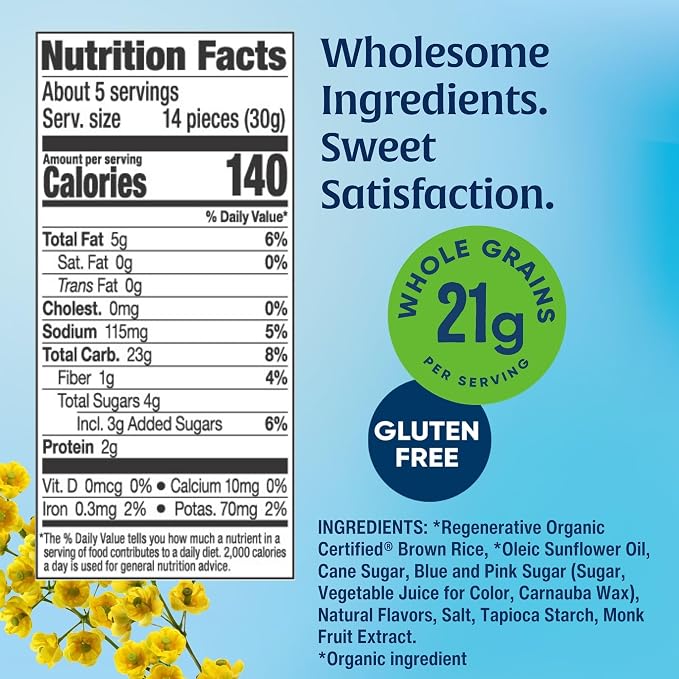 Lundberg Sweet Cakes Birthday Cake | Mini Rice Cakes | Gluten-Free, Non-GMO | 4g Sugar, Whole Grain Snack | Monk Fruit Sweetened | 5oz Bag