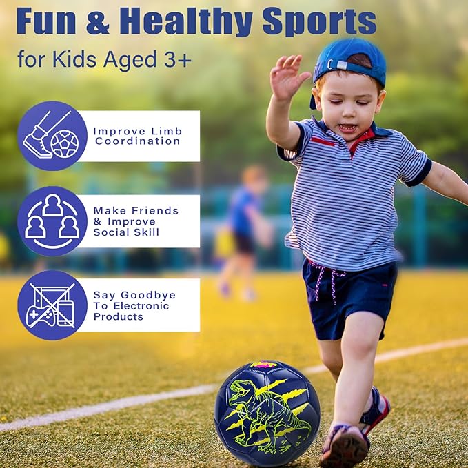 Size 3 Soccer Ball for Boys Kid Ages 3 4-6 6-8 Outdoors Indoor Sports Recreation Soccer Ball for Boys Toddlers Children Christmas Birthday