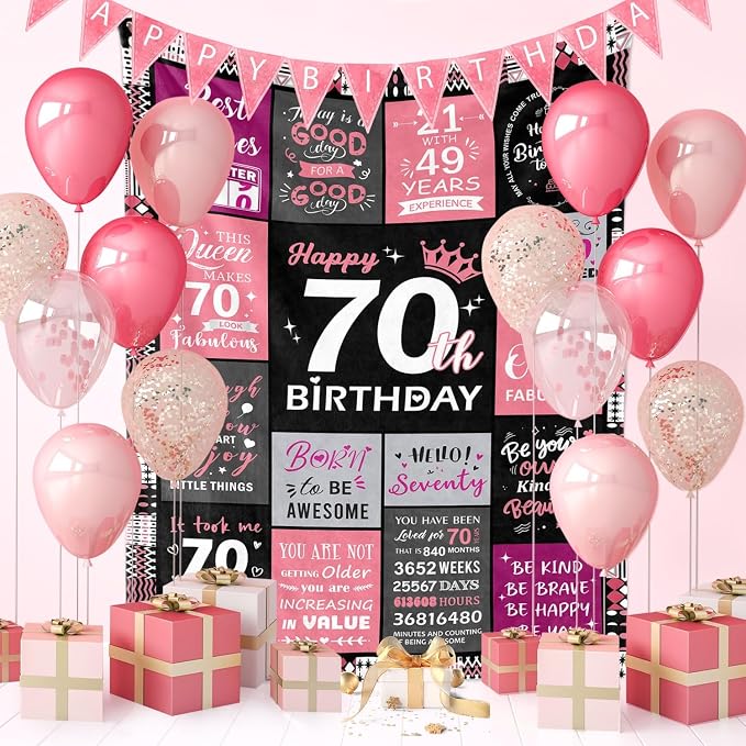 70th Birthday Gifts for Women, 70th Birthday Blanket for Women 50"x60" | 70th Birthday Decorations for Women, 70 Year Old Birthday Gifts for Women, 1956 70Th Birthday Gifts for Sister, Mom, Friend