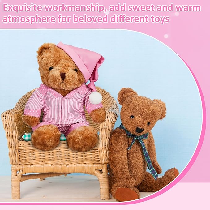 Civaner Stripe Bear Clothes Stuffed Animal Clothes 12 -16 Inch Build a Lovely Stuffed Animal Costumes and Accessories Fit, Bear is Not Included(Pink)