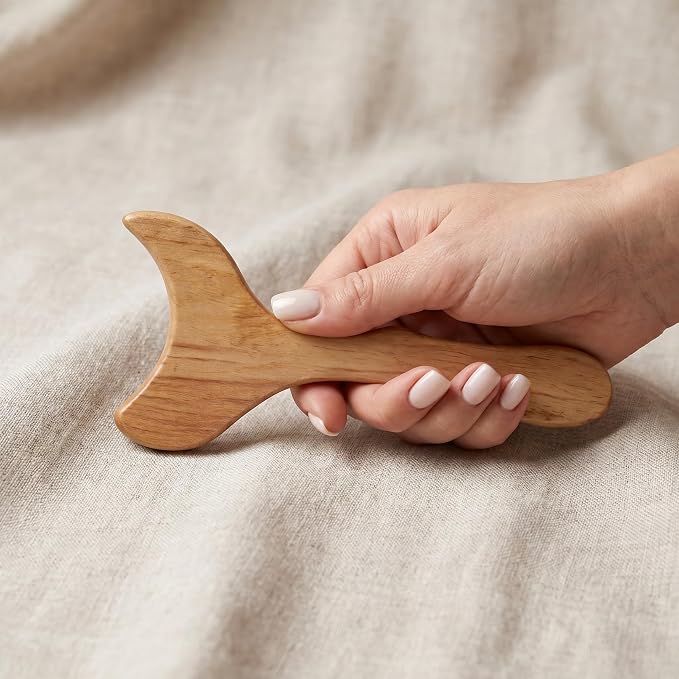 2 PCS Wood Therapy Massage Tools, Wooden Gua Sha Body Massage Tool with Y Shape and Moon Shape,Massage Scraper for Body Care and Relaxation