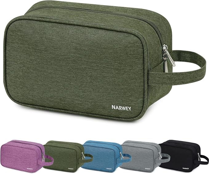 Narwey Travel Toiletry Bag for Women Traveling Dopp Kit Men Travel Bag for Toiletries Cosmetic Bag Makeup Bag Medicine Bag for Traveling (Army Green)