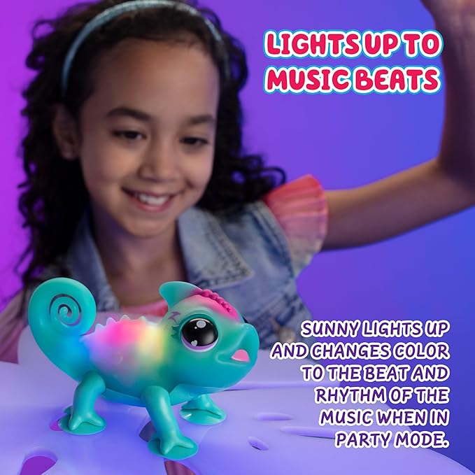 Little Live Pets Sunny The Li’l Chameleon Toy, Interactive Light Up Toy Pet with 30+ Sounds and Beat Detection, Interactive Animal Toys for Ages 5+