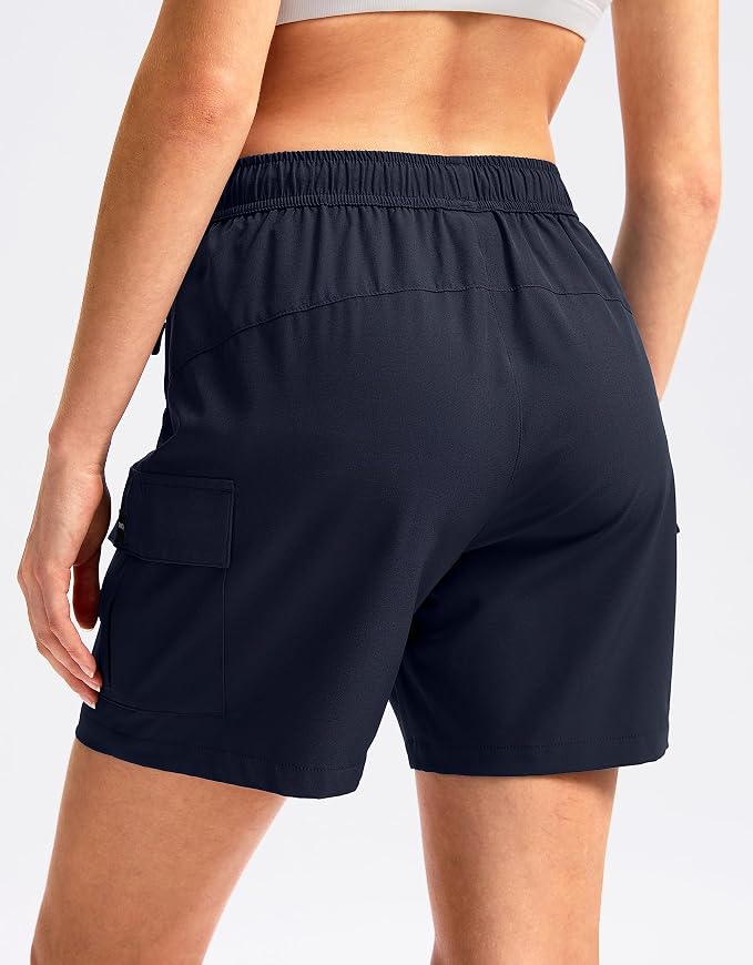SANTINY Women's 5''/ 7''/9'' Hiking Cargo Shorts Quick Dry Lightweight Summer Shorts for Women Athletic Golf Zipper Pockets