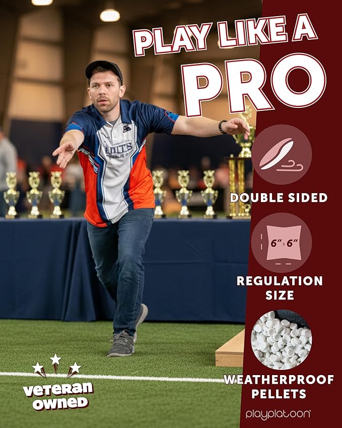 Play Platoon Pro Cornhole Bags Set of 8 - Professional Dual Sided Slick and Sticky Side Competition Corn Hole Bags - Tournament Series