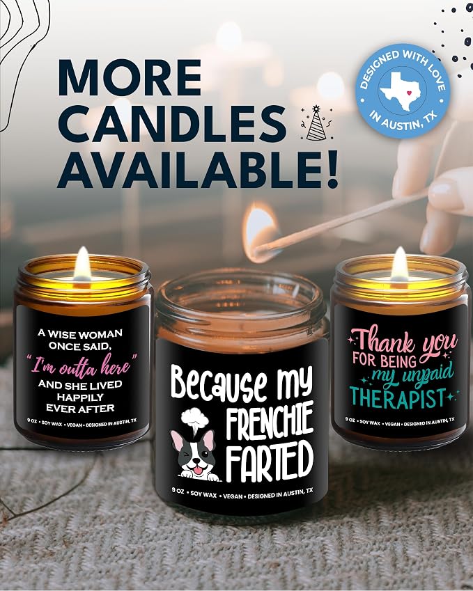Funny Frenchie Candle, Frenchie Gifts for Women, Unique French Bulldog Gift Ideas, Best Present for Pet Lovers, Perfect Frenchies Presents for Girls, Birthday, Christmas, Gift-Ready