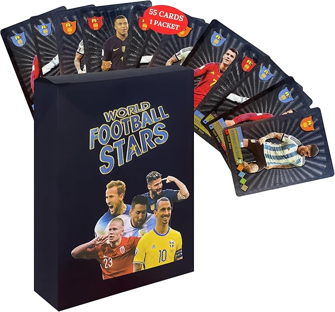 2026-27 Playing Soccer Cards | 55 Non-Duplicate Cards Per Pack | Fixed Card Set | Unforgettable Moment for Friends, Siblings & Soccer Fans | Printed on Premium Paper – Black – Not Original