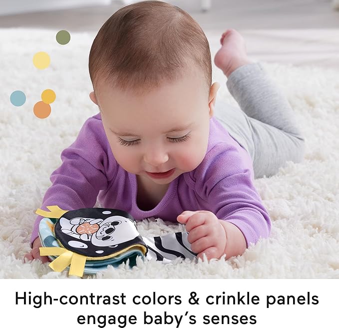 FISHER-PRICE BABY Toy 2-in-1 Rockin' Tummy Time Otter Plush Sensory Activity with Soft Book for Newborn Play Ages 0+ Months