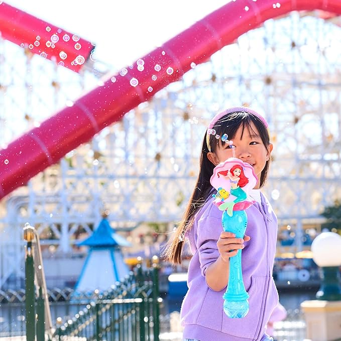 Disney Store Official The Little Mermaid Ariel & Flounder Light & Sound Bubble Wand - Interactive LED Toy, Perfect for Kids & Fans - Ideal for Outdoor Play & Parties, Durable and Safe
