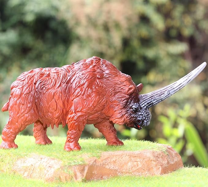 Gemini&Genius Ancient Rhino Action Figure Toy, Rhinoceros Toy Figurine Wild Animal Toy, Elasmotherium Animal Toy for Kids (Woolly Rhinoceros)