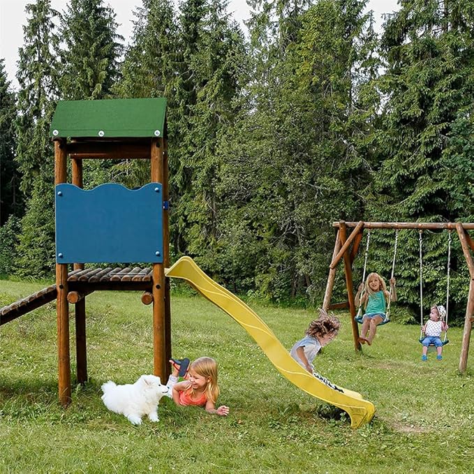 Swing Set Canopy Replacement Cover, 43" x 90" (109 x 228 cm) 600D Oxford Cloth with PVC Coating, Outdoor Shade Roof Tarp for Wooden Backyard Structures, Includes 6 Screws (Dark Green)